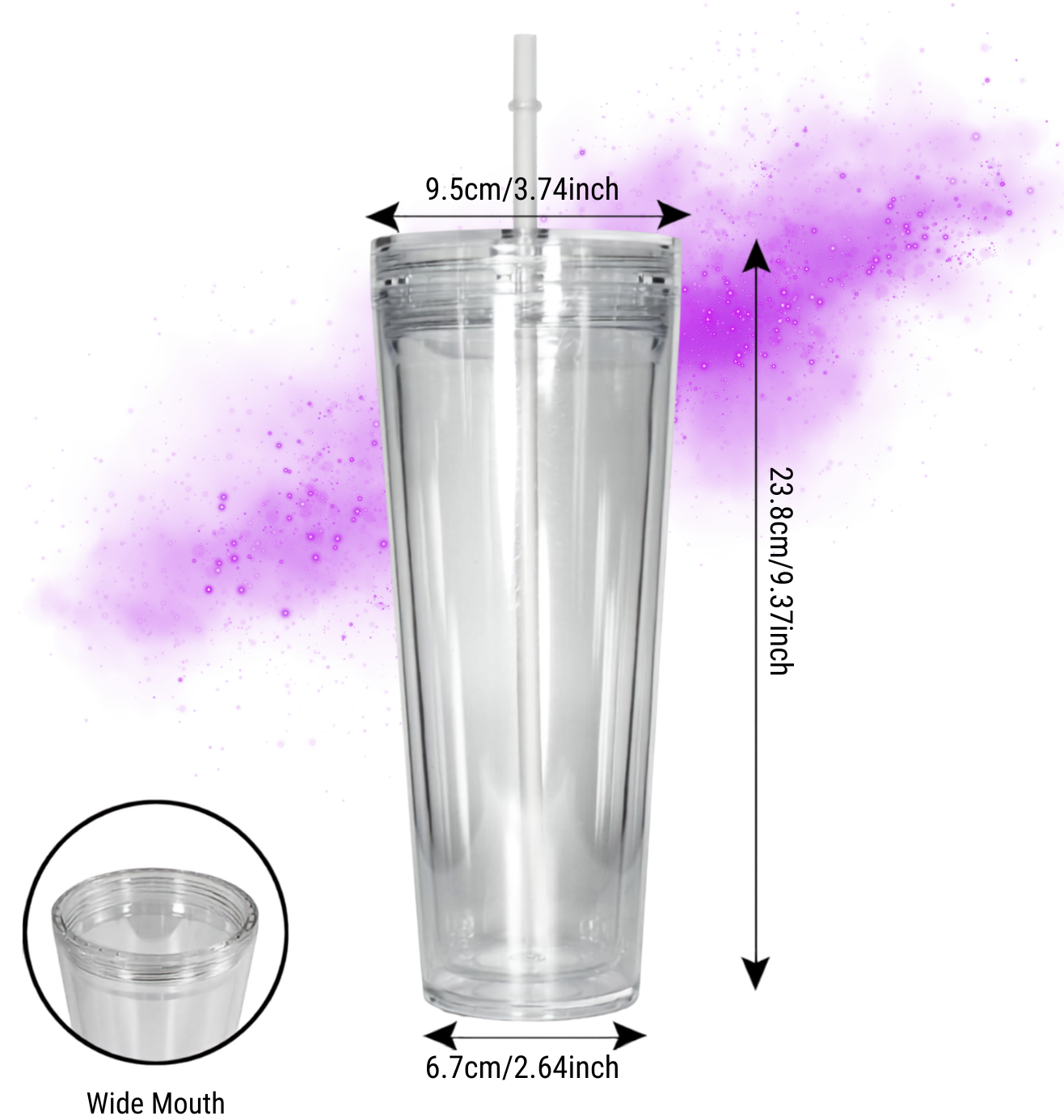 24oz/710ml Acrylic Snow Globe Tumbler