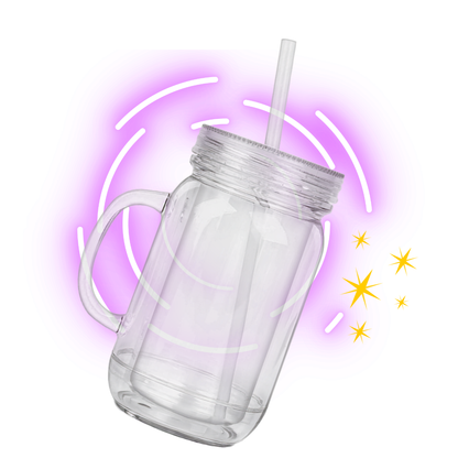 24oz/710ml Acrylic Snow Globe Mason Jar