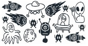 Aliens / Black / Space