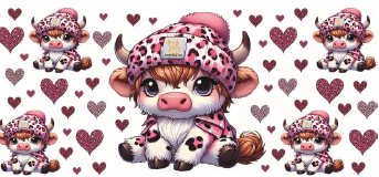 Cute Cow / Beanie / Pink and Black Leopard Print