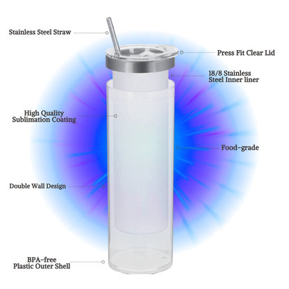 20oz/600ml Stainless Steel Snow Globe Tumbler